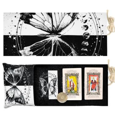 Imagem de Knana 2Pcs Tarot Card Holder Linen Tarot Bag with Butterfly Pattern Tarot Accessories Tarot Card Case