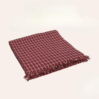 Imagem de Manta para Sofá Gigante 2,40x1,80m Casal Algodão Macio Decorativa(Vinho Xadrez)