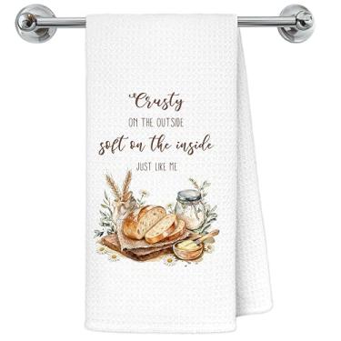 Imagem de Exqcom Toalhas de cozinha de pão engraçadas, presentes para máquina de pão, panos de prato de chá para decoração de cozinha, padaria, presentes para amantes de padeiros, toalha de mão decorativa