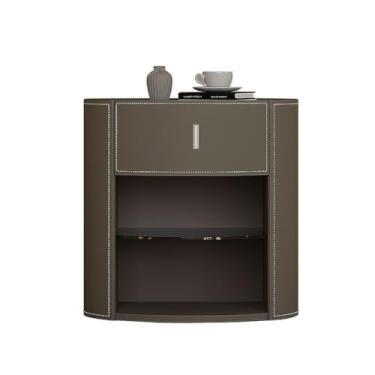 Imagem de Mesa de cabeceira redonda leve e luxuosa moderna minimalista para quarto armário de cabeceira cinza escuro mesa pequena