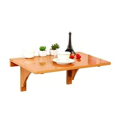 Imagem de Mesa dobrável de madeira maciça, mesa de jardim, mesa de jantar, mesa de parede montada na parede, mesa de jantar natural, mesa dobrável para computador (tamanho: 100 x 45 cm) ()