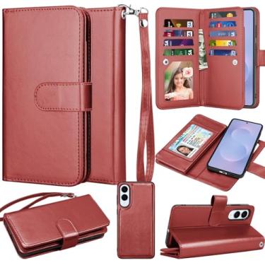 Imagem de Takfox Capa para Galaxy S25 Edge, capa carteira para Samsung Galaxy S25 Edge 5G, [9 compartimentos para cartão] Capa de couro PU com suporte para cartão de crédito, capa flip magnética removível