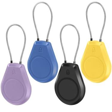 Imagem de Pacote com 4 capas impermeáveis para AirTag, suporte e chaveiro com trava hexagonal – capa antiperda para Apple Air, bagagem, coleira de cachorro, mochilas, chave (4 cores, à prova de choque e à prova
