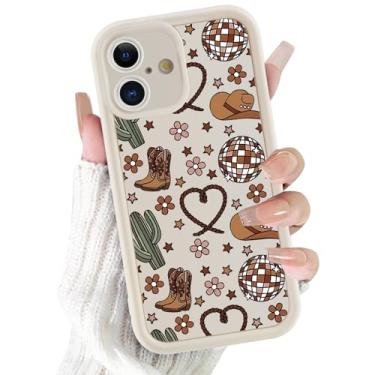 Imagem de FBHGLOA Capa de telefone para iPhone 17 de 6,3 polegadas estética do país ocidental, capa de telefone com design floral boho cacto oeste retrô slim fit borracha gel macia capa protetora para câmera