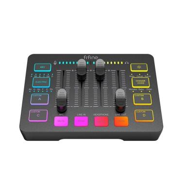 Imagem de Mixer para Jogos Fifine Ampligame, XLR, USB, Efeito de Voz, Preto - SC3-Unissex