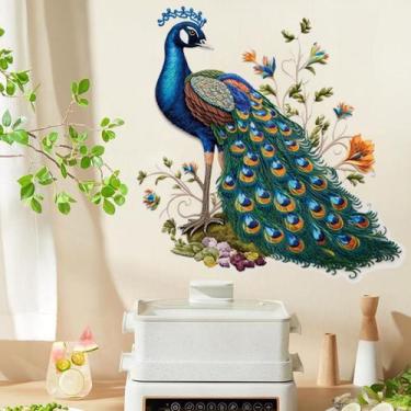 Imagem de Adesivos de parede Peacock Colorful Cartoon Animal Art Decalques - yiw