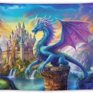Imagem de Tapeçaria para pendurar na parede Dragon Fantasy Castle 150 cm x 130 c