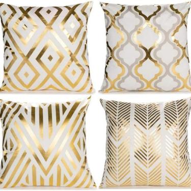Imagem de Capa de travesseiro de pelúcia decorativa de luxo em folha de ouro de 