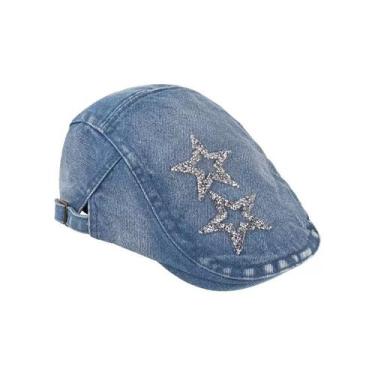 Imagem de Boné jeans feminino com estampas de estrelas cintilantes - Yiweisai