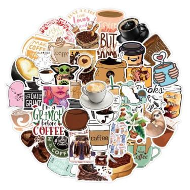 Imagem de Adesivos para café, decalques de grafite à prova d'água, 50 unidades/l