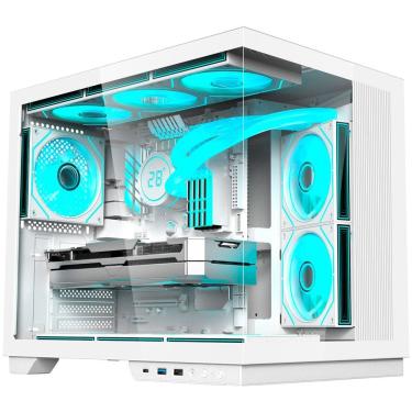 Imagem de Gabinete Gamer Aquário Fortrek Clarity Max, ATX, Lateral em Vidro, USB Tipo-C, USB 3.0, Mid Tower, Branco - 85743