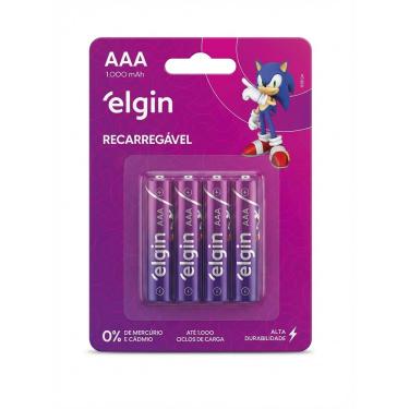 Imagem de Pilha AAA Elgin Recarregável 1000mAh Cartela com 4 Unidades