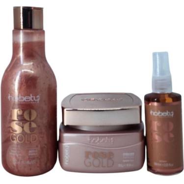 Imagem de Kit Tratamento Rose Gold Sh 300Ml Mas 300G Serum 60Ml Hobety - Hobety 