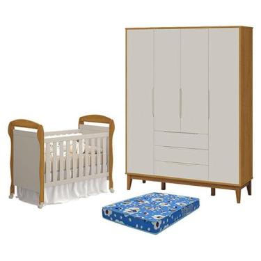 Imagem de Berço Americano Danny com Colchão Ortobom e Guarda Roupa 4 Portas Elfe