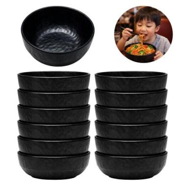 Imagem de 12 Tigelas Bowl Melamina Preto Restaurante Oriental 300ml - Equipe Y