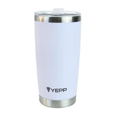 Imagem de Copo térmico de aço inoxidável com tampa 500ml - BF Brasil, BRANCO