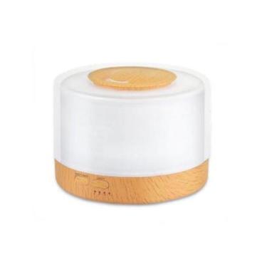 Imagem de Difusor Umidificador de Aromas Elétrico 500 ml Ultrassônico com Iluminação LED 7 Cores Bege Premium Colchões