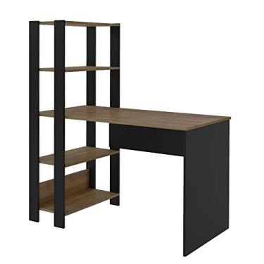 Imagem de Escrivaninha com Estante Lateral MATCH cor Preto/Pinho - Artely