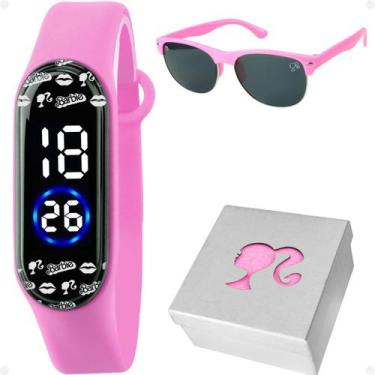Imagem de relogio digital rosa infantil barbie + caixa silicone original qualida