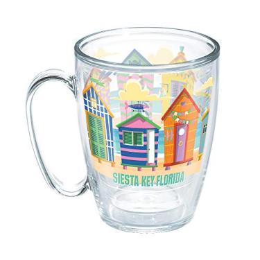 Imagem de Tervis Flórida - Siesta Key Feito nos EUA Copo de viagem isolado de parede dupla mantém as bebidas frias e quentes, caneca de 473 ml - Sem tampa, cabanas