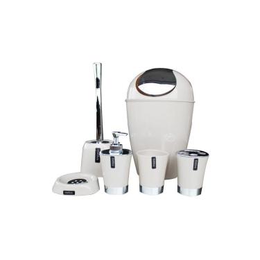 Imagem de Kit 6 Peças Banheiro Beige Claro Bathlux