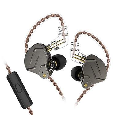 Imagem de erjigo Fones de ouvido intra-auriculares KZ ZSN Pro Dynamic Hybrid Dual Driver, cabo destacável sem emaranhamento, músicos, fones de ouvido intra-auriculares (cinza com microfone)