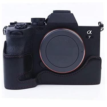 Imagem de Yunchao Acessórios para câmeras Câmera de couro PU de 1/4 de polegada PU Câmera de meia base para a Sony A7 IV Sacos de câmera