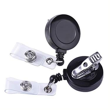 Imagem de KUUQA Carretel de crachá retrátil com clipe de jacaré para cartões de chave e cartões de identificação (pacote com 10)