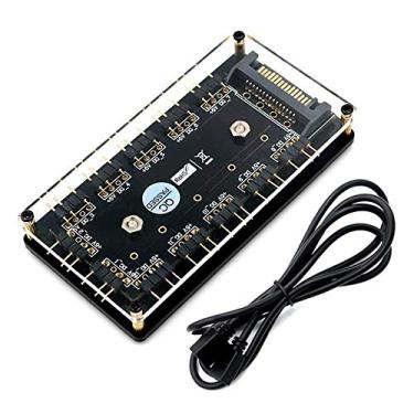 Imagem de HLT Hub divisor de LED RGB 12 vias 5V 3 pinos ARGB HUB RGB com capa PMMA e suporte magnético para controlador LED ASUS/MSI 5V 3pin