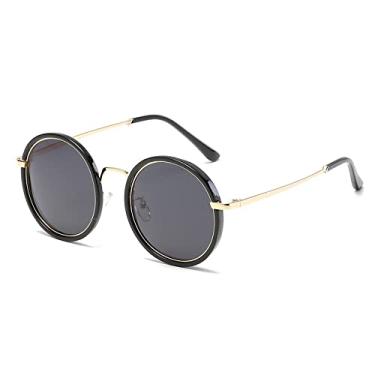 Imagem de Óculos de sol polarizados redondos óculos de sol femininos vintage retrô moda selvagem designer de óculos de sol com caixa feminino, c01 preto cinza, embalagem sem estojo