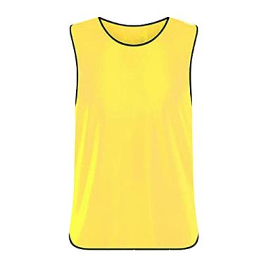 Imagem de Coletes sem mangas Scrimmage camisas de grupo de basquete respiráveis futebol treino de equipe pinhetes de futebol para homens mulheres 6 peças, amarelo, tamanho grande