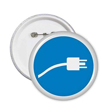 Imagem de Cabo de carregamento com plugue azul padrão pinos botão emblema acessório decoração 5 peças