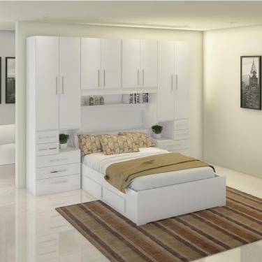 Imagem de Dormitório De Casal Completo 1223 Branco - Kit Led Maleiro Sem Apoio Branco