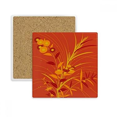 Imagem de Pintura, cultura japonesa, ouro, quadrado, porta-copos, suporte de caneca, pedra absorvente para bebidas, presente de 2 peças