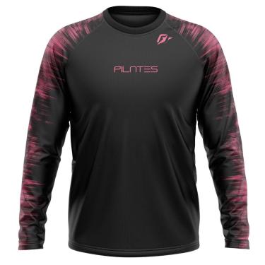 Imagem de Camiseta Manga Longa Unissex Pilates Tecnodots Preto Pink-Masculino