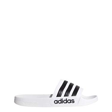 Imagem de adidas Sandália masculina Adilette para chuveiro, Branco/Núcleo preto/branco, 4