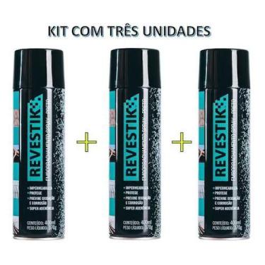 Imagem de Borracha Líquida Impermeabilizante Revestik 400ml Preto Kit 3 spray