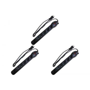 Imagem de Kit C/3 - Filtro Linha Qualitronix 6 Tomada  Bivolt Preto, Bivolt