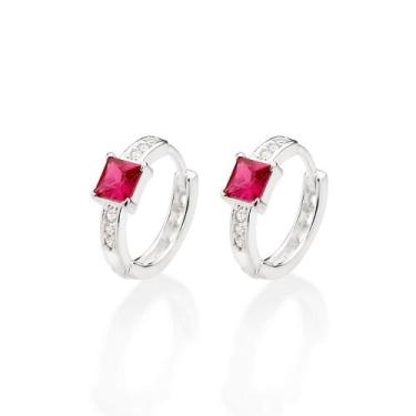 Imagem de Brinco Argola Rommanel Prata 925 com Zircônias 820144, Prata