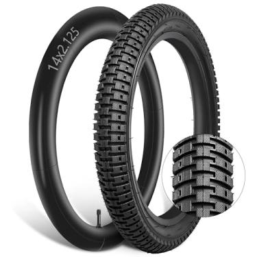 Imagem de Felixstory Conjunto de pneus e tubos 14 x 2,125 (57-254) adequado para scooters elétricas de bicicleta e e-bike, tubo resistente de 35,5 cm com válvula Schrader, compatível com pneus de bicicleta de