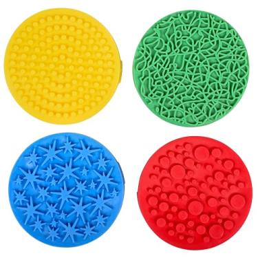 Imagem de READY 2 LEARN Impressoras de palma de tinta e massa - conjunto de 4 - carimbos de borracha para artes e artesanato para crianças - padrões e efeitos DIY