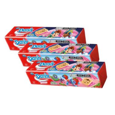 Imagem de Kit 3 Biscoito Recheado Danix Sabor Morango com 130g