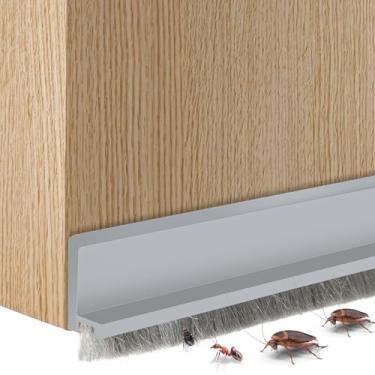 Imagem de xbaiyanr Limpador De Portas Para A Parte Inferior Da Porta, Protetor Integrado Contra Correntes Ar Com Escova, Adesivo Vedação, Proteção Poeira, Frio, Calor E Ruído (Cinza)