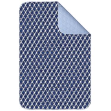 Imagem de Brosive Protetores De Cama Antiderrapantes Para Incontinência Laváveis (91 Cm X 182 | 1 Pacote), Grade Azul-Marinho, Impermeáveis, Que Molham, Sofá, Piso, Reutilizáveis Adultos, Idosos E Animais Est