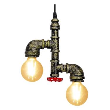 Imagem de Kawell Luminária Pendente Vintage Kawell, Lustre De Teto Industrial Retrô, Criativo, Cano D'Água, Pendurado, Ferro, Art Déco, E26, 60 W, Máx., Para Quarto, Café, Bar, Restaurante, Cozinha, Cor Bronz