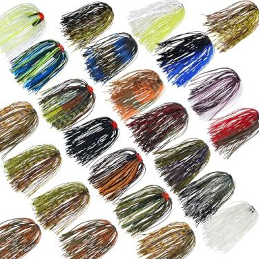 Imagem de Saias de silicone Jig com 24 pacotes de saias Spinnerbait de substituição DIY para pesca de robalo, iscas, saias de borracha para Spinnerbaits Buzzbaits Material de amarração de moscas