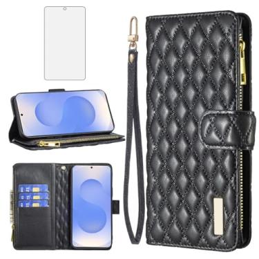 Imagem de Asuwish Capa de telefone para Samsung Galaxy S25 Plus S25+ 5G capa carteira com protetor de tela e suporte de cartão de crédito flip de couro acessórios para celular S25Plus 25S + S 25 25+ SM-S936U