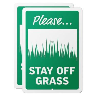 Imagem de 101SignCity Placa de jardim "Please Stay Off Grass" para empresas, residências e propriedades privadas - 17,8 cm x 25,4 cm alumínio, pacote com 2