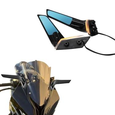 Imagem de VITINO Espelhos retrovisores de motocicleta LED com asa de seta espelho retrovisor rotativo 360° para BMW S1000RR 2019-2024