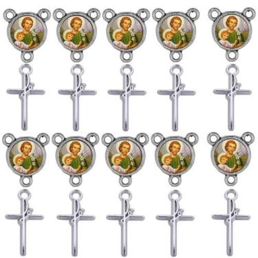 Imagem de Crucifixo + Entremeio São José 40 Peças para terço Entremeio - Tudo Em